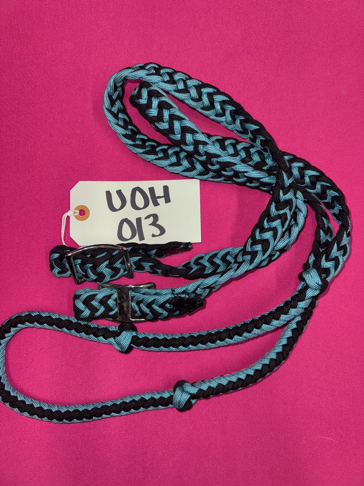 Sky Blue and Black Barrel Reins