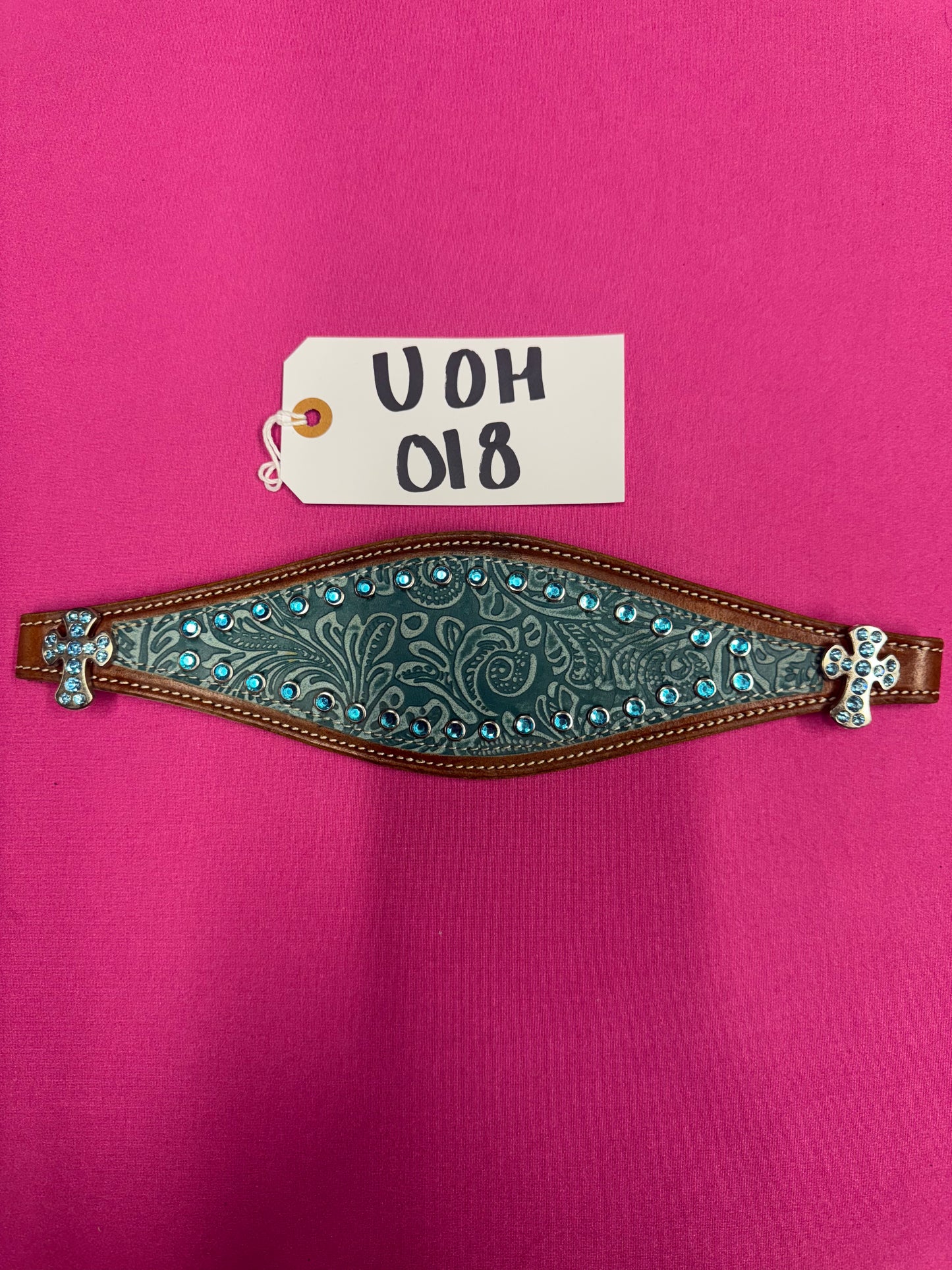 Turquoise Halter Band with Tooling and Bling