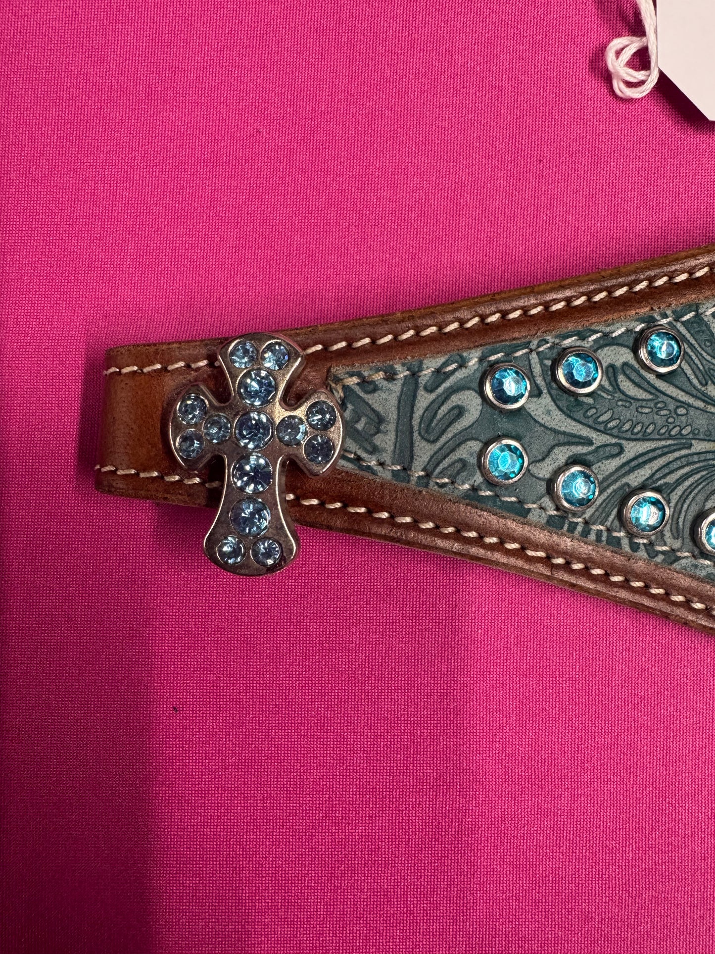 Turquoise Halter Band with Tooling and Bling