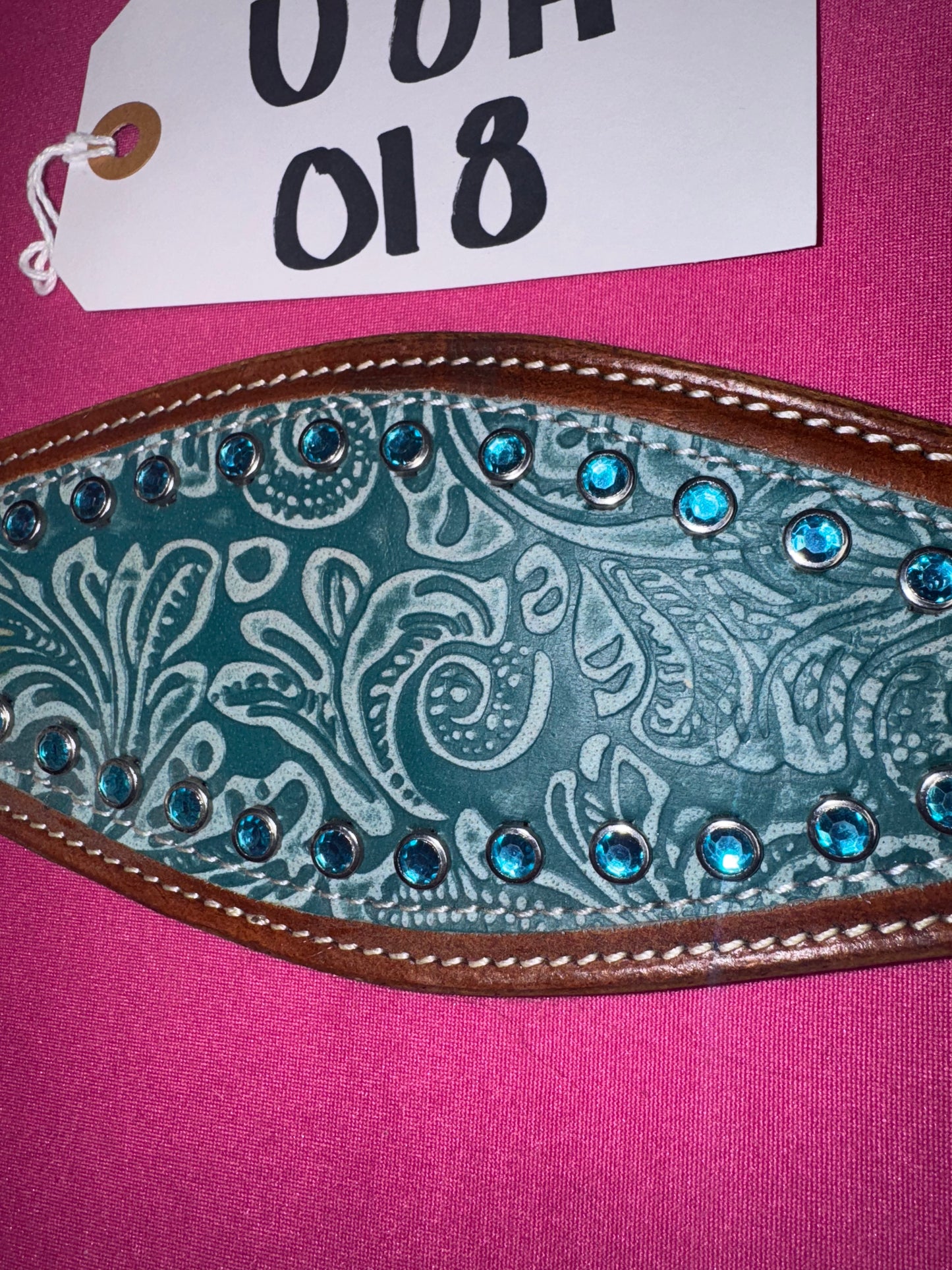Turquoise Halter Band with Tooling and Bling